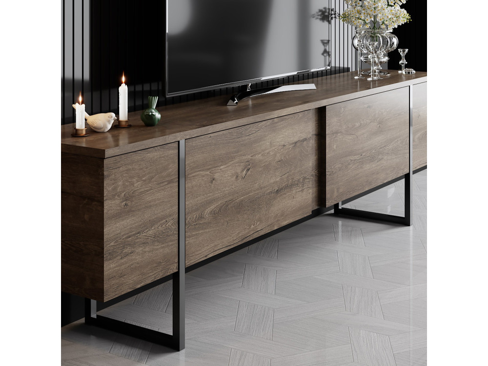 TV-Möbel aus Holz "Luxe" - 180 x 30 x 50 cm - NussbaumSchwarz