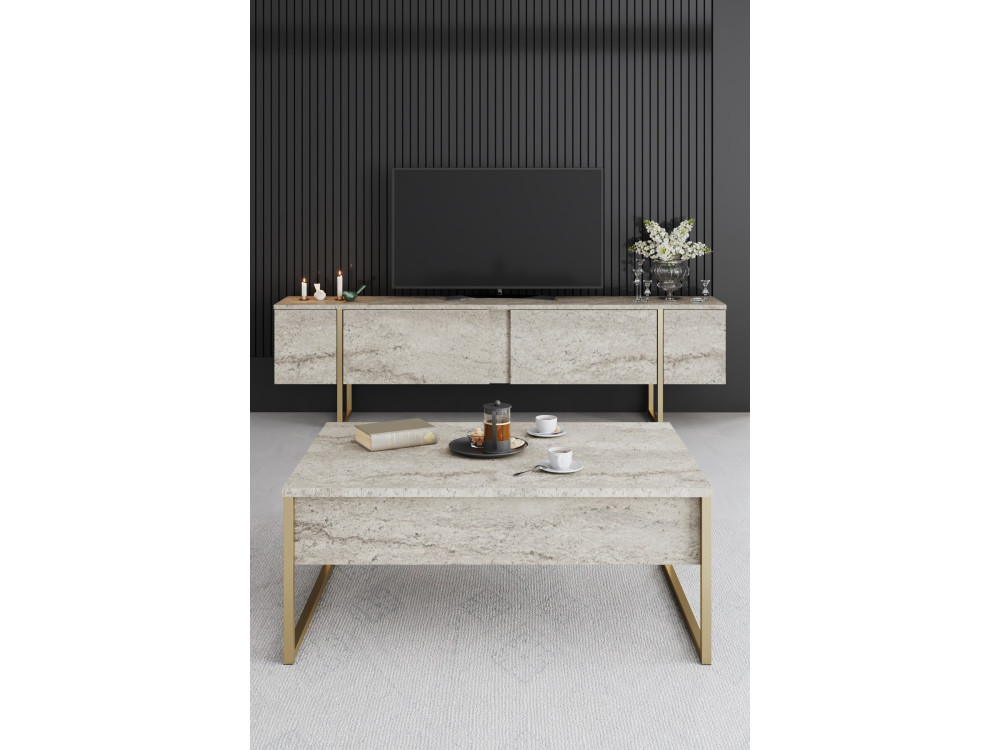 TV-Möbel aus Holz "Luxe" - 180 x 30 x 50 cm - TravertinOr
