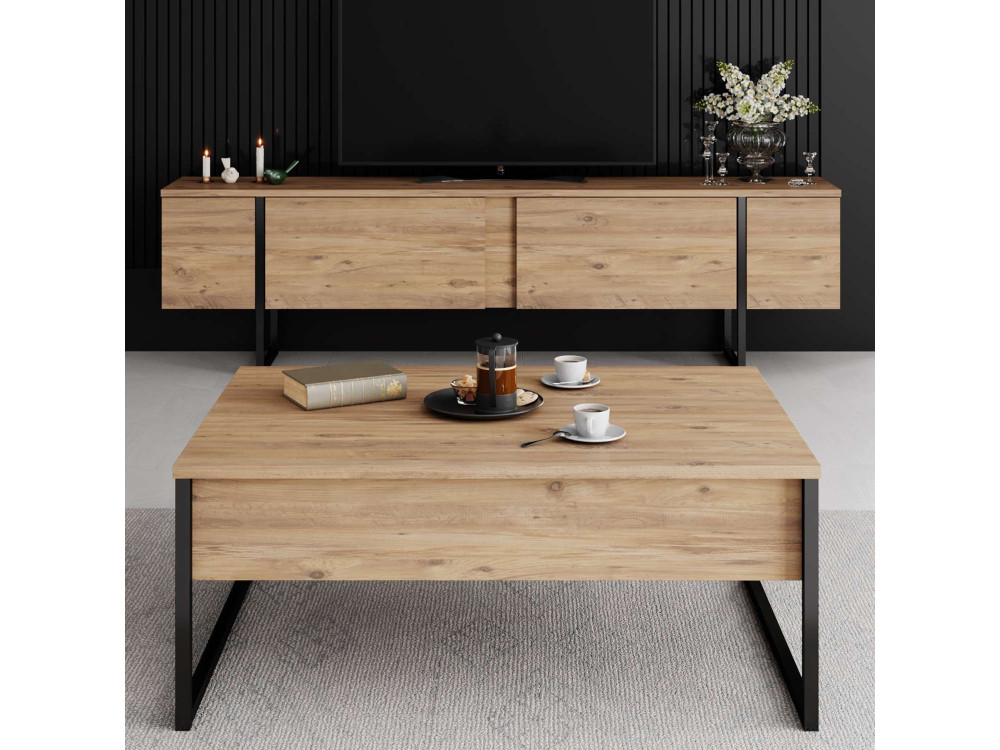 TV-Möbel aus Holz "Luxe" - 180 x 30 x 50 cm - Braun
