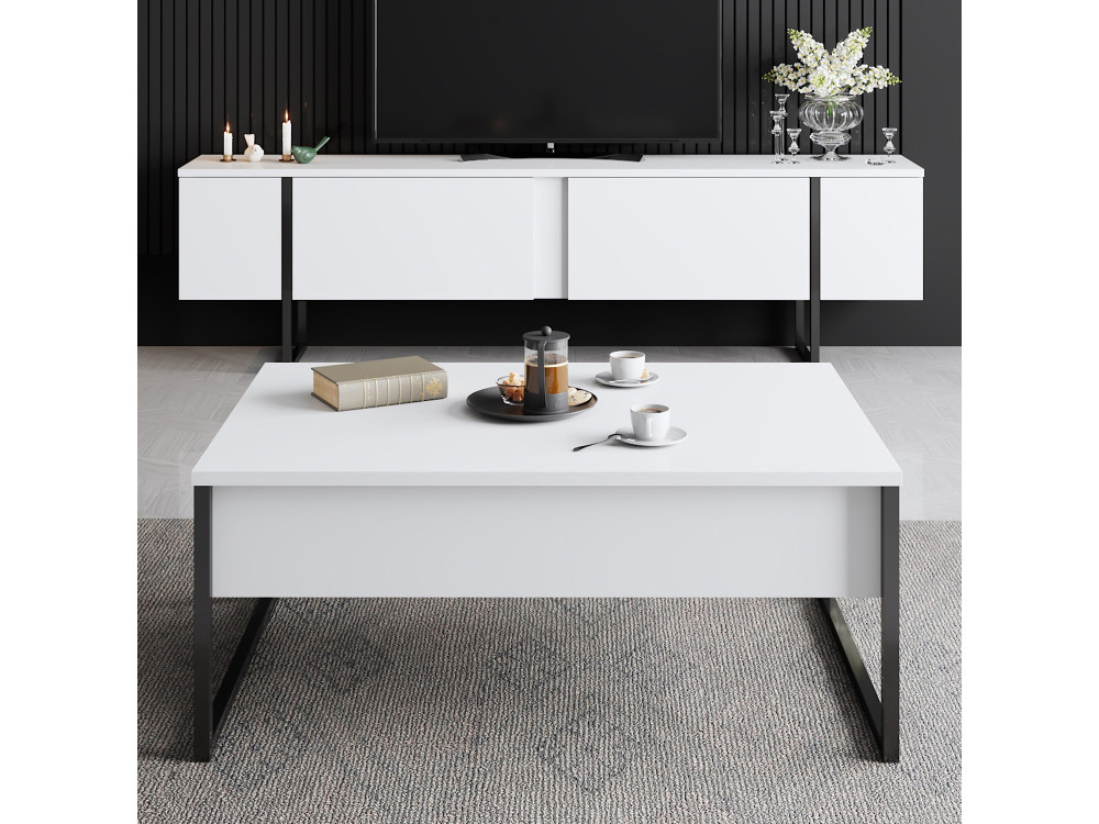 TV-Möbel aus Holz "Luxe" - 180 x 30 x 50 cm - Weiß