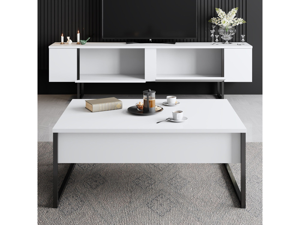 TV-Möbel aus Holz "Luxe" - 180 x 30 x 50 cm - Weiß