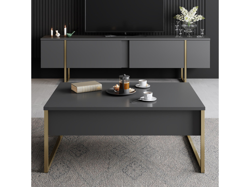 TV-Möbel aus Holz "Luxe" - 180 x 30 x 50 cm - Gold