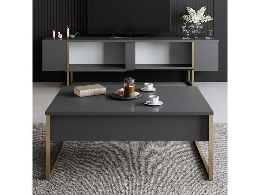 TV-Möbel aus Holz "Luxe" - 180 x 30 x 50 cm - Gold