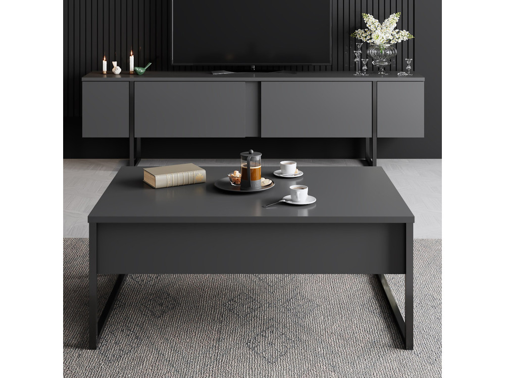TV-Möbel aus Holz "Luxe" - 180 x 30 x 50 cm - Schwarz
