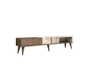 TV-Möbel aus Holz "Milan" - 180 x 35 x 40 cm - NussbaumWeiß
