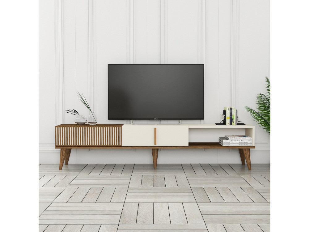 TV-Möbel aus Holz "Milan" - 180 x 35 x 40 cm - Creme de noix