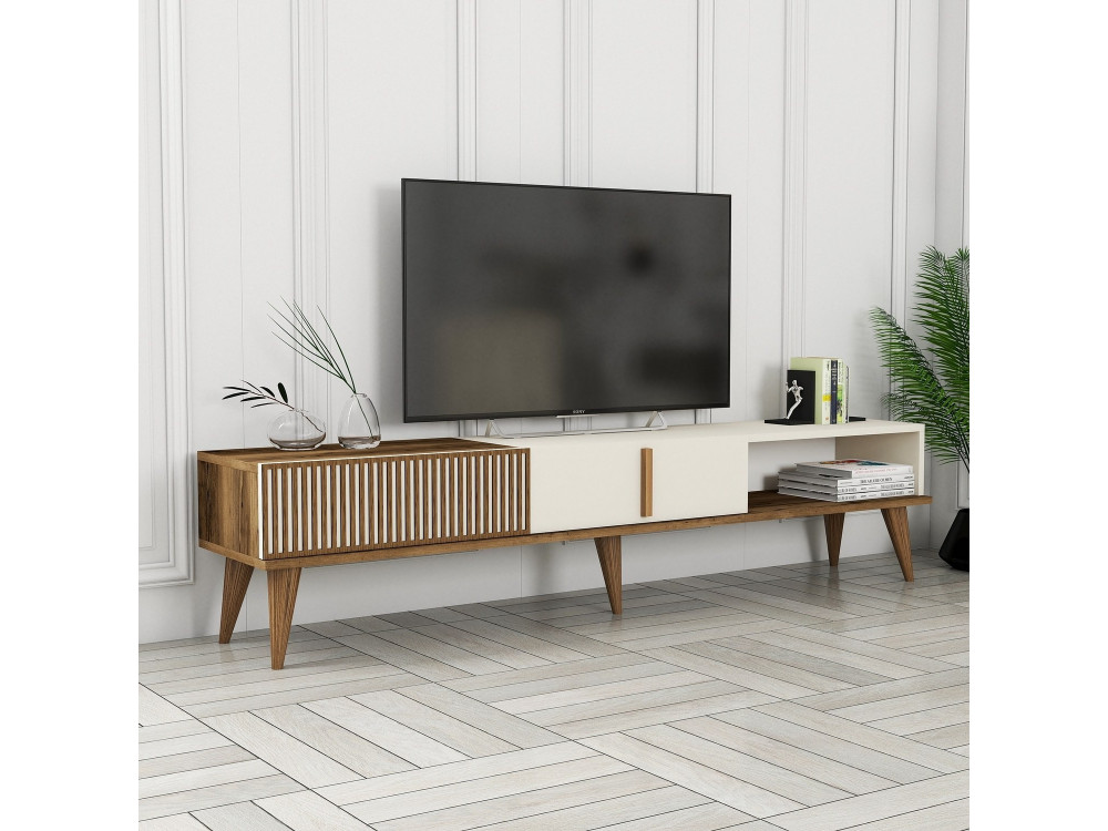 TV-Möbel aus Holz "Milan" - 180 x 35 x 40 cm - Creme de noix