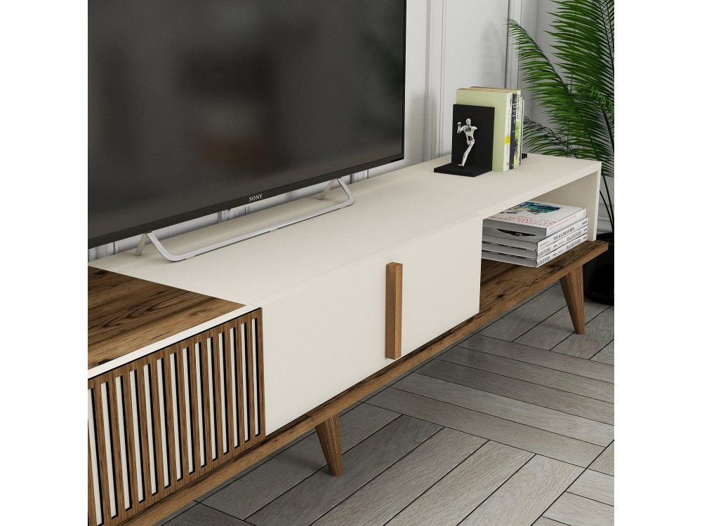 TV-Möbel aus Holz "Milan" - 180 x 35 x 40 cm - Creme de noix