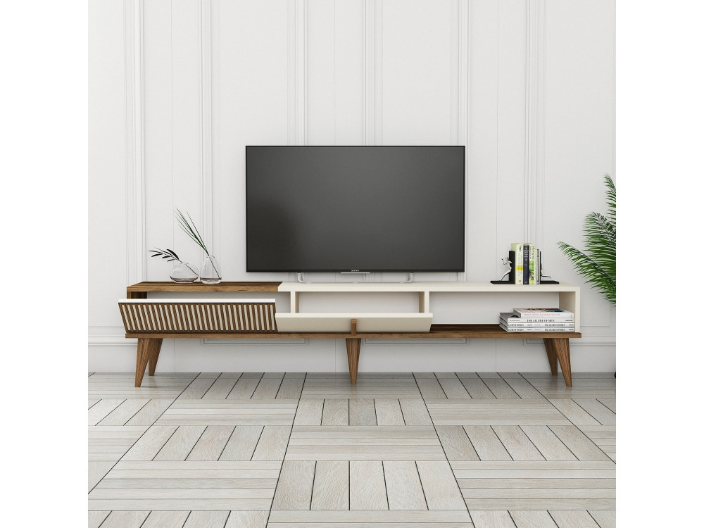 TV-Möbel aus Holz "Milan" - 180 x 35 x 40 cm - Creme de noix