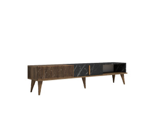 TV-Möbel aus Holz "Milan" - 180 x 35 x 40 cm - NussbaumSchwarz