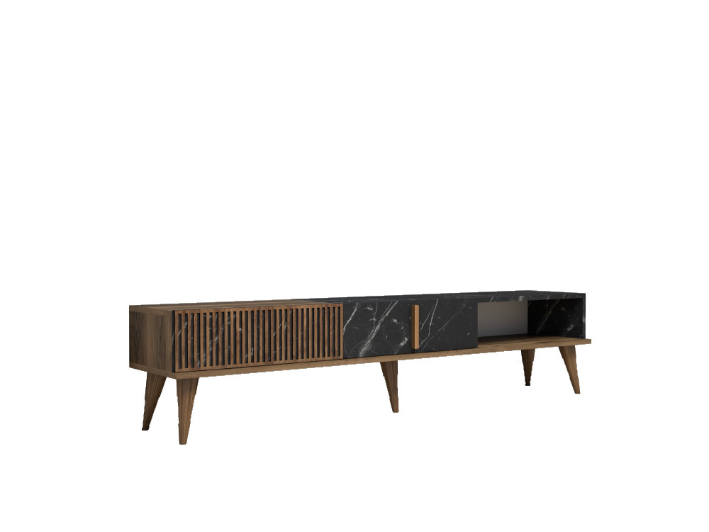 TV-Möbel aus Holz "Milan" - 180 x 35 x 40 cm - NussbaumSchwarz