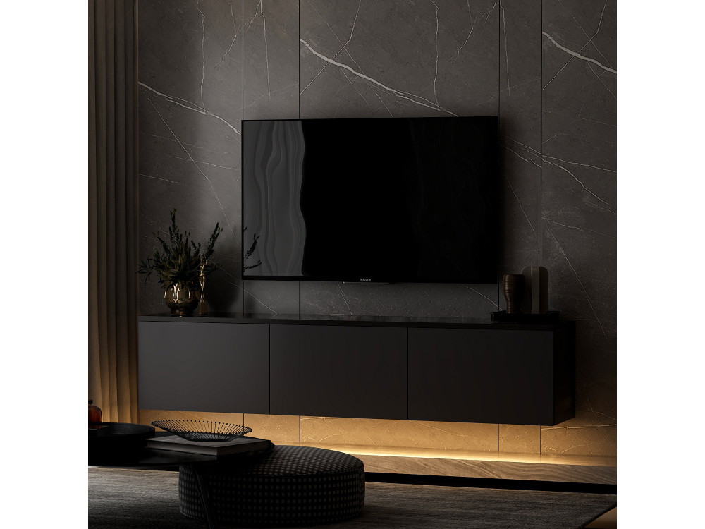 Neon“ TV-Ständer aus Holz – 160 x 32 x 35 cm – Anthrazit
