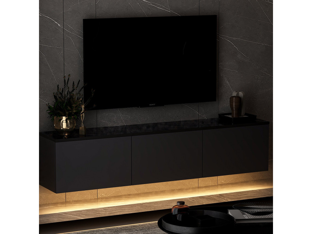 Neon“ TV-Ständer aus Holz – 160 x 32 x 35 cm – Anthrazit