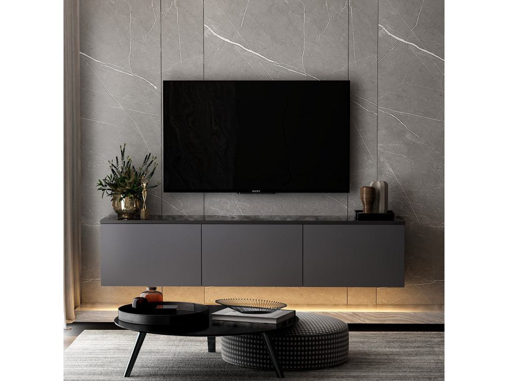 Neon“ TV-Ständer aus Holz – 160 x 32 x 35 cm – Anthrazit