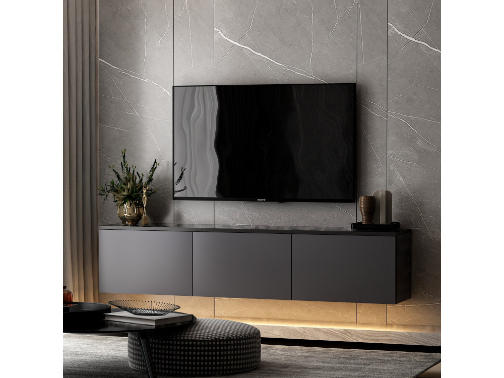 Neon“ TV-Ständer aus Holz – 160 x 32 x 35 cm – Anthrazit