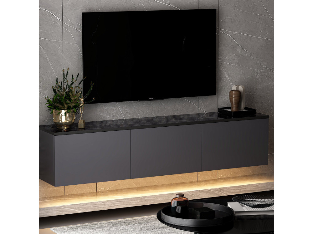Neon“ TV-Ständer aus Holz – 160 x 32 x 35 cm – Anthrazit
