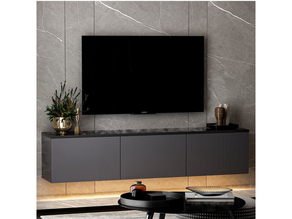 Neon“ TV-Ständer aus Holz – 160 x 32 x 35 cm – Anthrazit