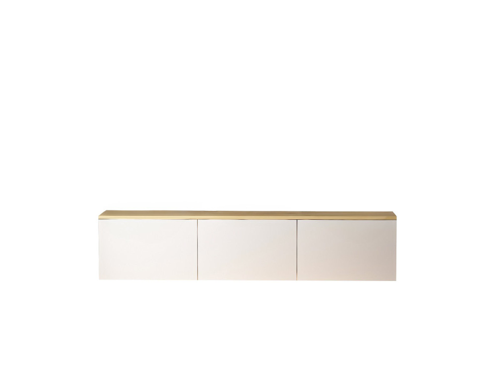 Hänge-TV-Möbel aus Holz mit LED-Beleuchtung "Neon" - 160 x 32 x 35 cm - Weiß