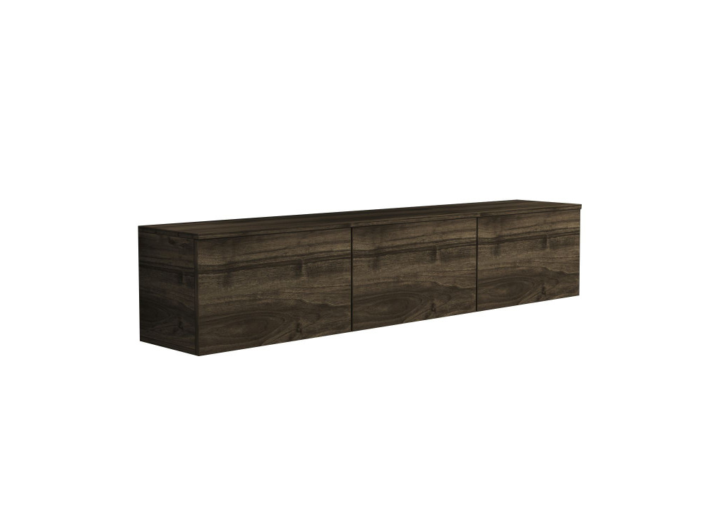 Hänge-TV-Möbel aus Holz mit LED-Beleuchtung "Neon" - 160 x 32 x 35 cm - Dunkelbraun