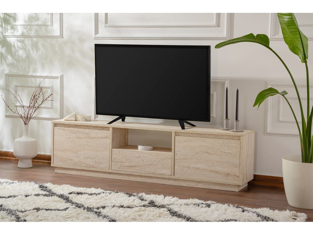 TV-Ständer "Vanguard" aus Holz – 160 x 29 x 42 cm – Travertin