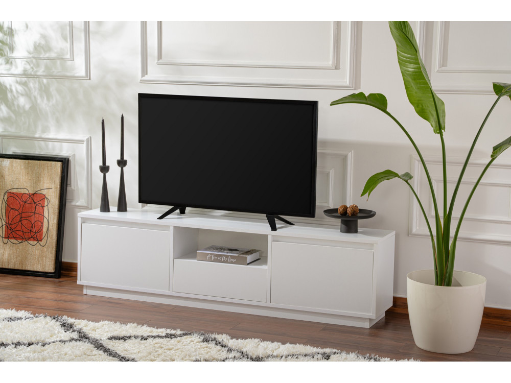 TV-Ständer Vanguard aus Holz – 160 x 29 x 42 cm – Naturweiß
