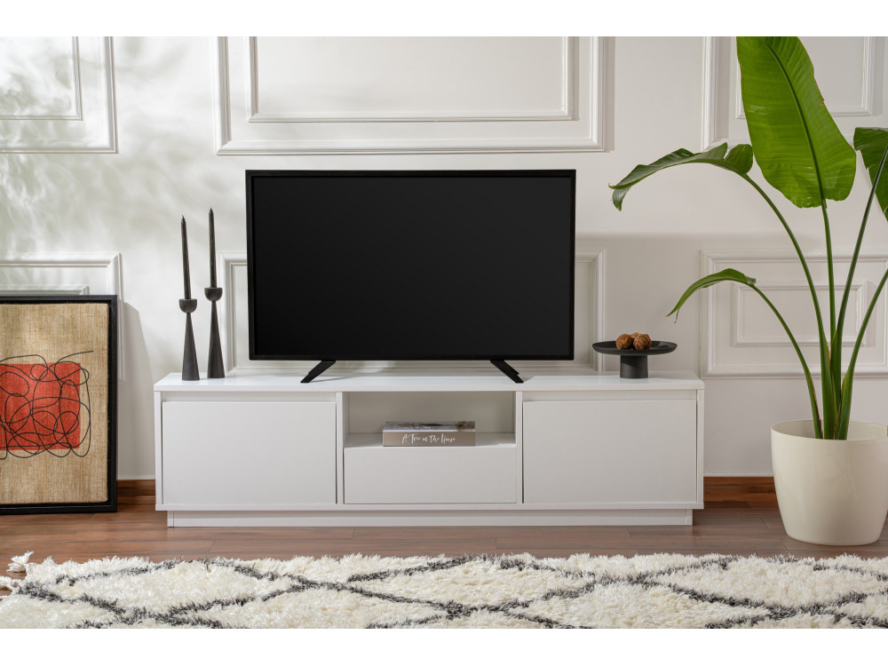TV-Ständer Vanguard aus Holz – 160 x 29 x 42 cm – Naturweiß
