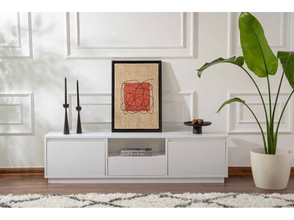 TV-Ständer Vanguard aus Holz – 160 x 29 x 42 cm – Naturweiß