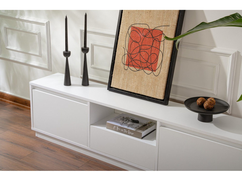 TV-Ständer Vanguard aus Holz – 160 x 29 x 42 cm – Naturweiß
