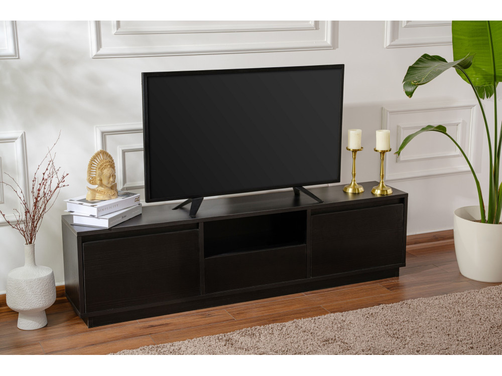 TV-Möbel aus Holz "Vanguard" 160 x 30 x 42 cm - Schwarzes Holz