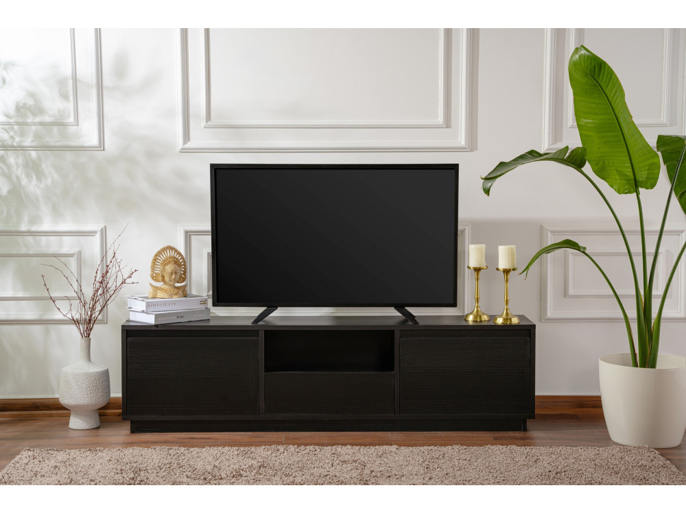 TV-Möbel aus Holz "Vanguard" 160 x 30 x 42 cm - Schwarzes Holz