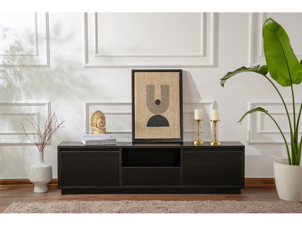 TV-Möbel aus Holz "Vanguard" 160 x 30 x 42 cm - Schwarzes Holz