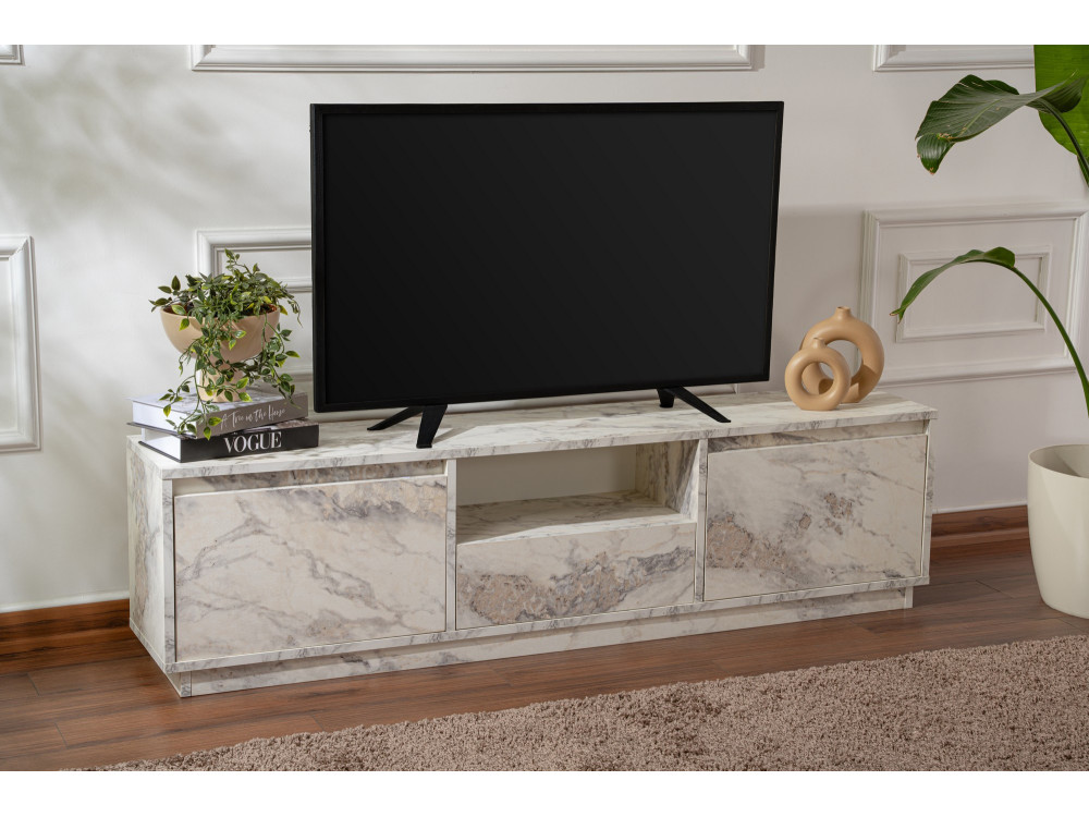 TV-Möbel aus Holz "Vanguard" 160 x 30 x 42 cm - Freesia Marmor