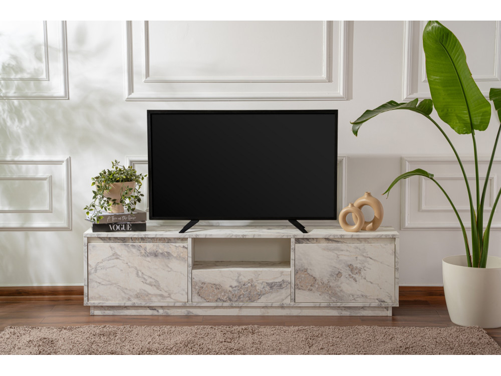 TV-Möbel aus Holz "Vanguard" 160 x 30 x 42 cm - Freesia Marmor