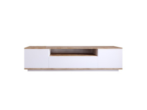TV-Ständer „FR7“ aus Holz – 180 x 44 x 44 cm – Weiße atlantische Kiefer
