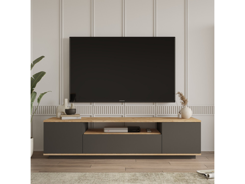 TV-Möbel aus Holz "FR7" - 180 x 44 x 44 cm - atlantische KieferAnthrazit
