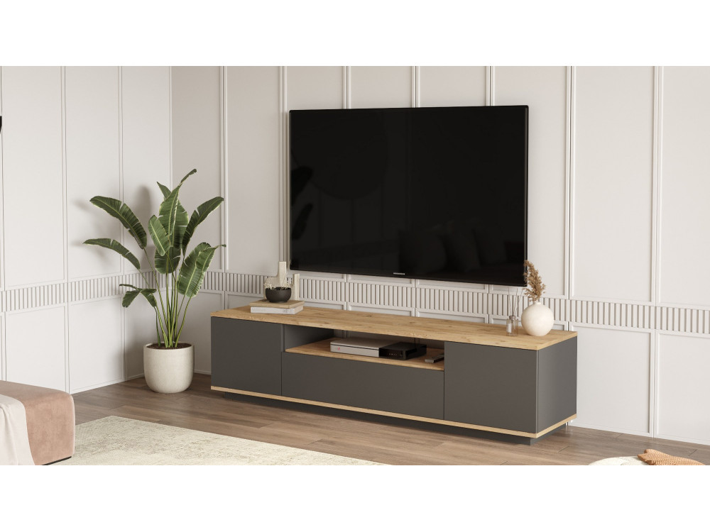 TV-Möbel aus Holz "FR7" - 180 x 44 x 44 cm - atlantische KieferAnthrazit
