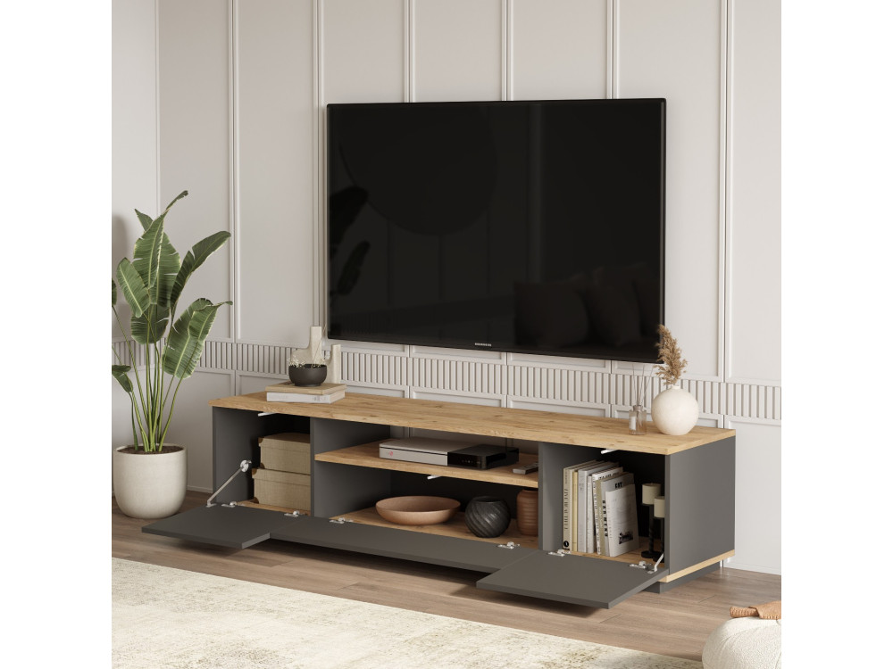TV-Möbel aus Holz "FR7" - 180 x 44 x 44 cm - atlantische KieferAnthrazit
