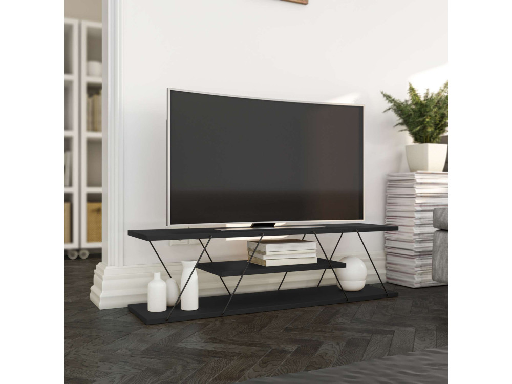 TV-Möbel aus Holz "April" - 120 x 30 x 33 cm - Anthrazitgrau