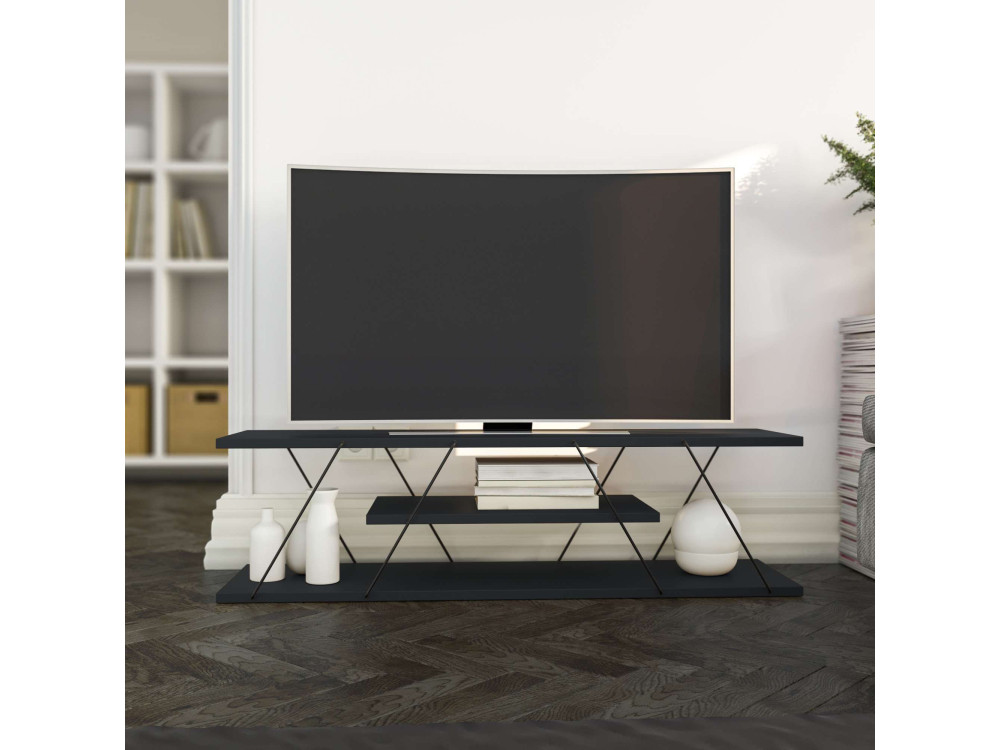 TV-Möbel aus Holz "April" - 120 x 30 x 33 cm - Anthrazitgrau