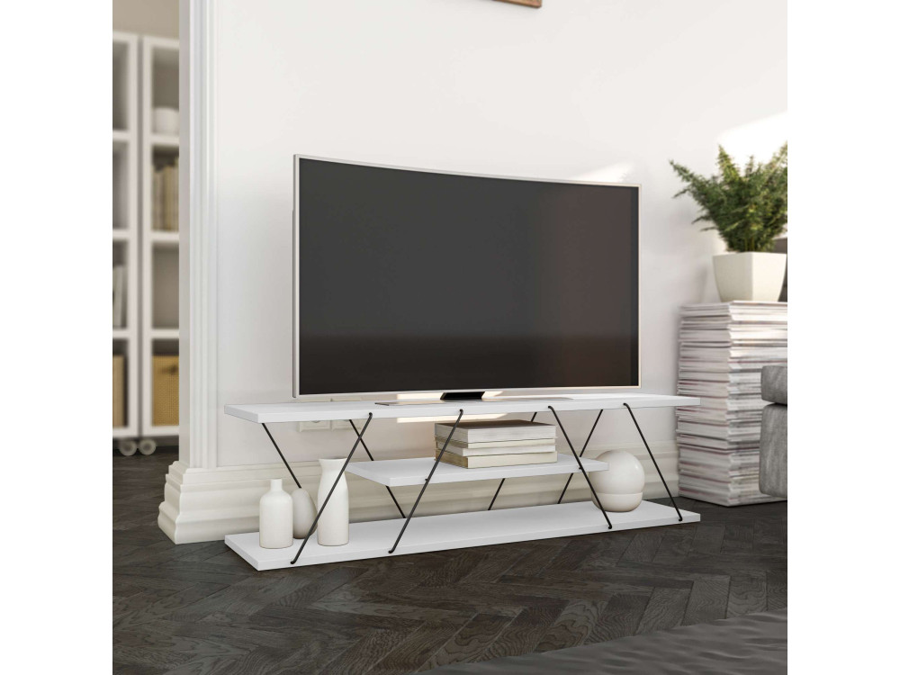 TV-Möbel aus Holz "April" - 120 x 30 x 33 cm - Weiß