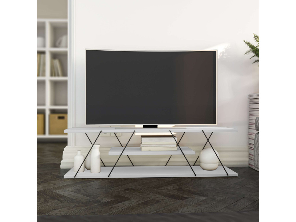 TV-Möbel aus Holz "April" - 120 x 30 x 33 cm - Weiß