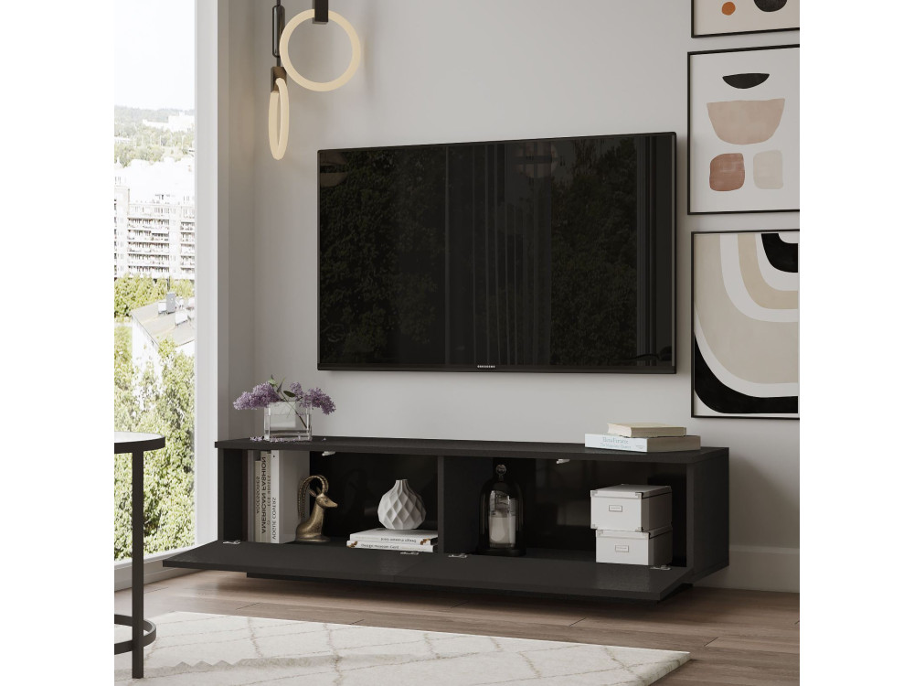 TV-Möbel aus Holz "FN1" - 140 x 35 x 38 cm - Schwarz