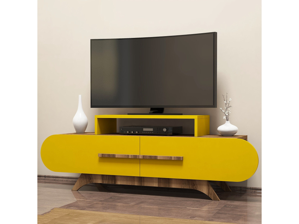 TV-Möbel aus Holz "Rose" - 145 x 36 x 49 cm - NussbaumGelb