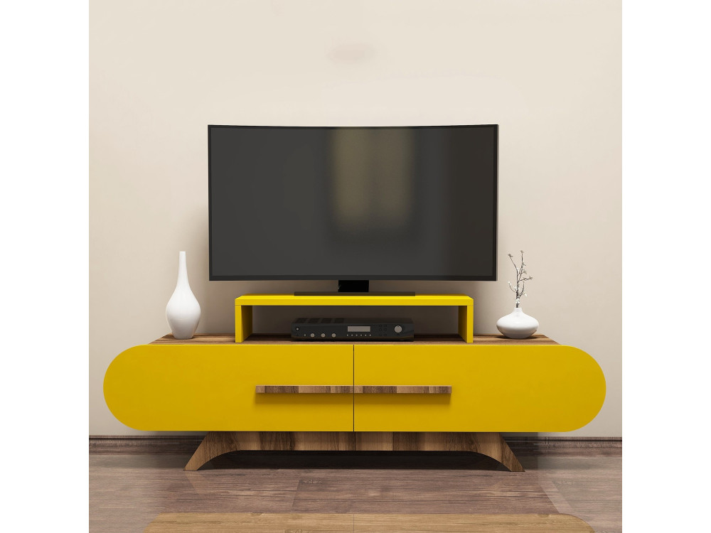 TV-Möbel aus Holz "Rose" - 145 x 36 x 49 cm - NussbaumGelb