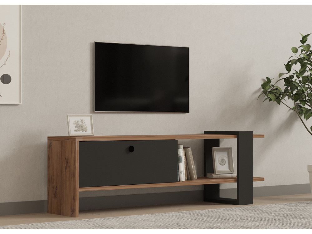 TV-Möbel aus Holz "Ova" - 120 x 25 x 36 cm - EicheAnthrazit
