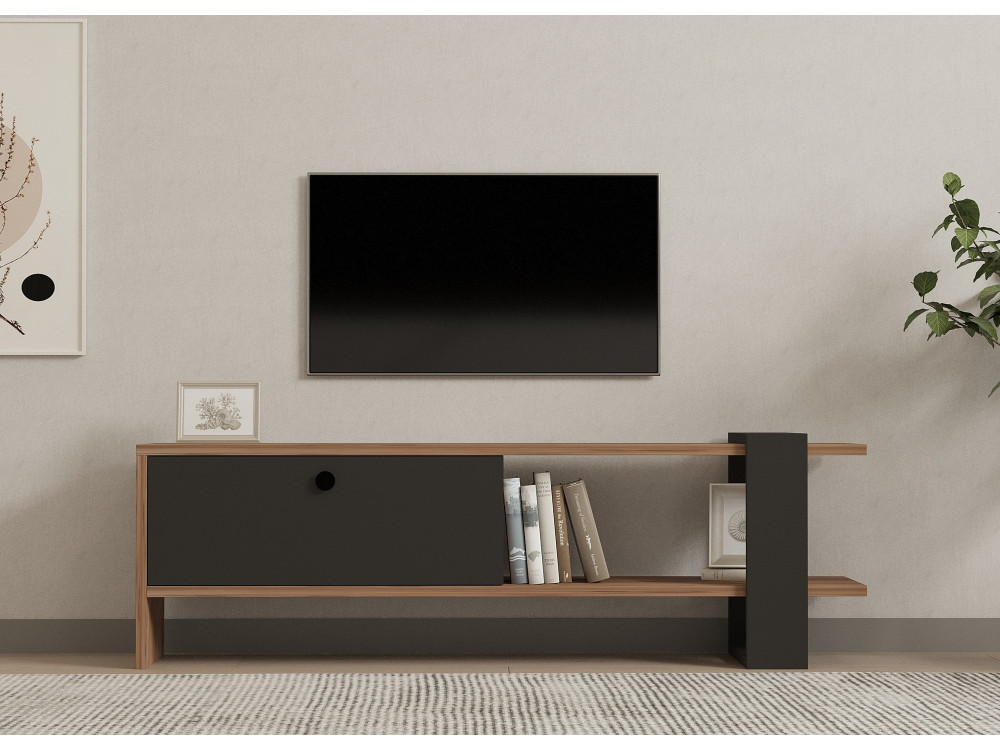 TV-Möbel aus Holz "Ova" - 120 x 25 x 36 cm - EicheAnthrazit