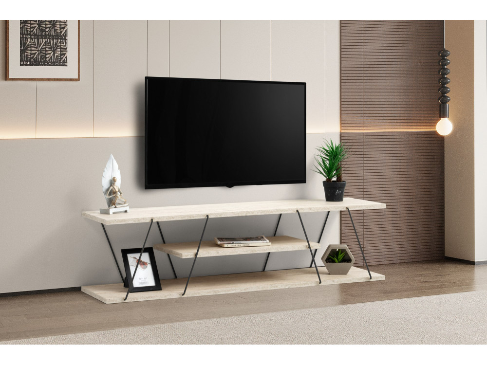 TV-Möbel aus Holz "Canaz" - 120 x 30 x 33 cm - Beige