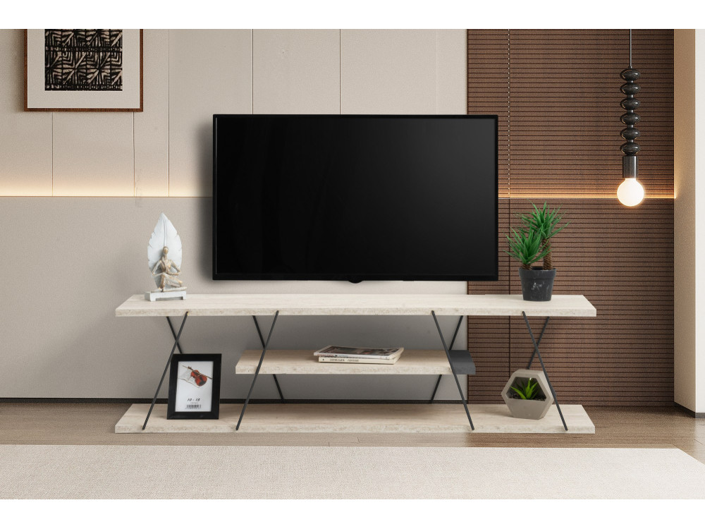 TV-Möbel aus Holz "Canaz" - 120 x 30 x 33 cm - Beige