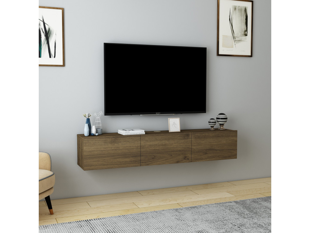 TV-Möbel aus Holz "Denby" - 160 x 31 x 29 cm - Nussbaum