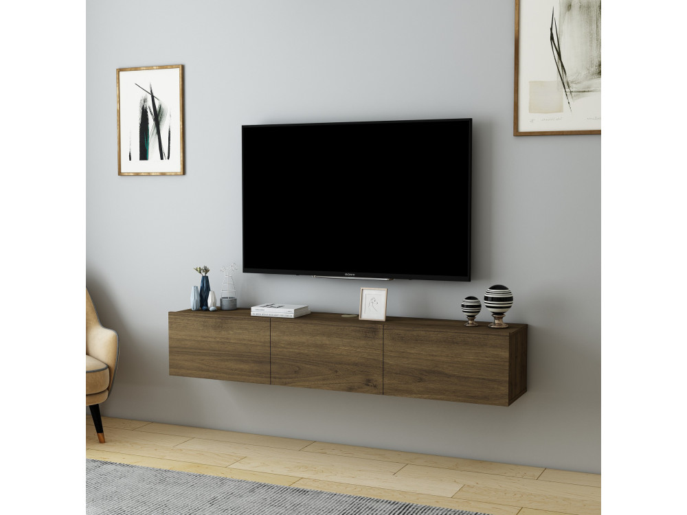TV-Möbel aus Holz "Denby" - 160 x 31 x 29 cm - Nussbaum
